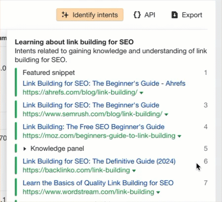 SERP intent in Ahrefs' Keywords Explorer
