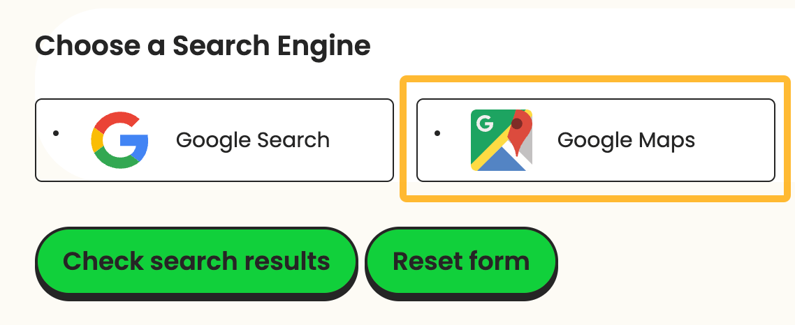 您可以选择谷歌地图作为搜索引擎
