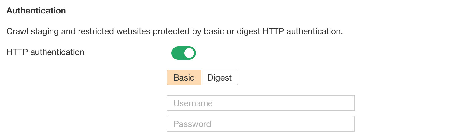 Authentication settings.