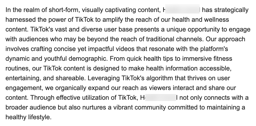 Example of an AI-generated pitch in HARO