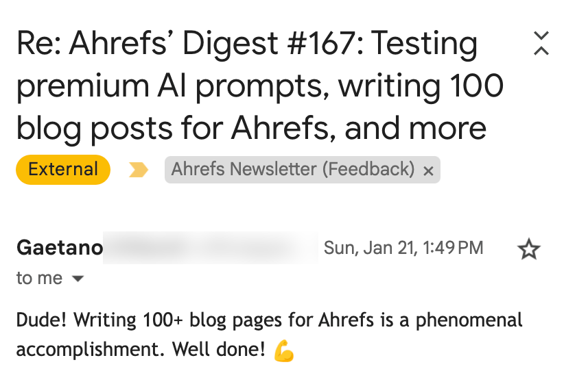 A reply from one of our subscribers