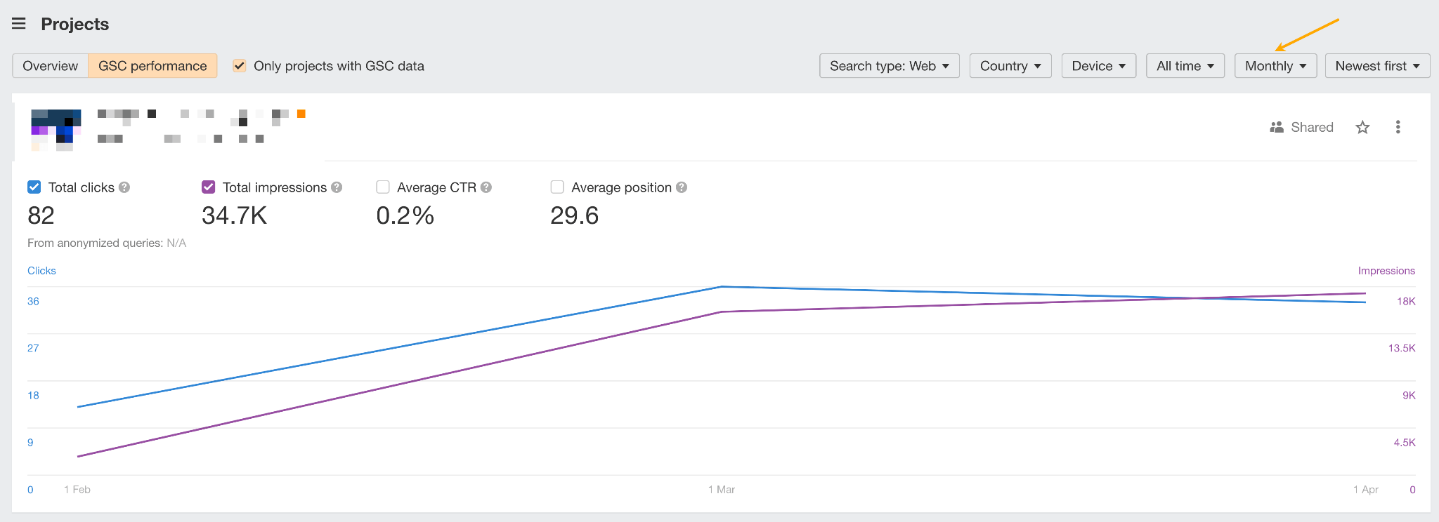 GSC integration in Ahrefs. 