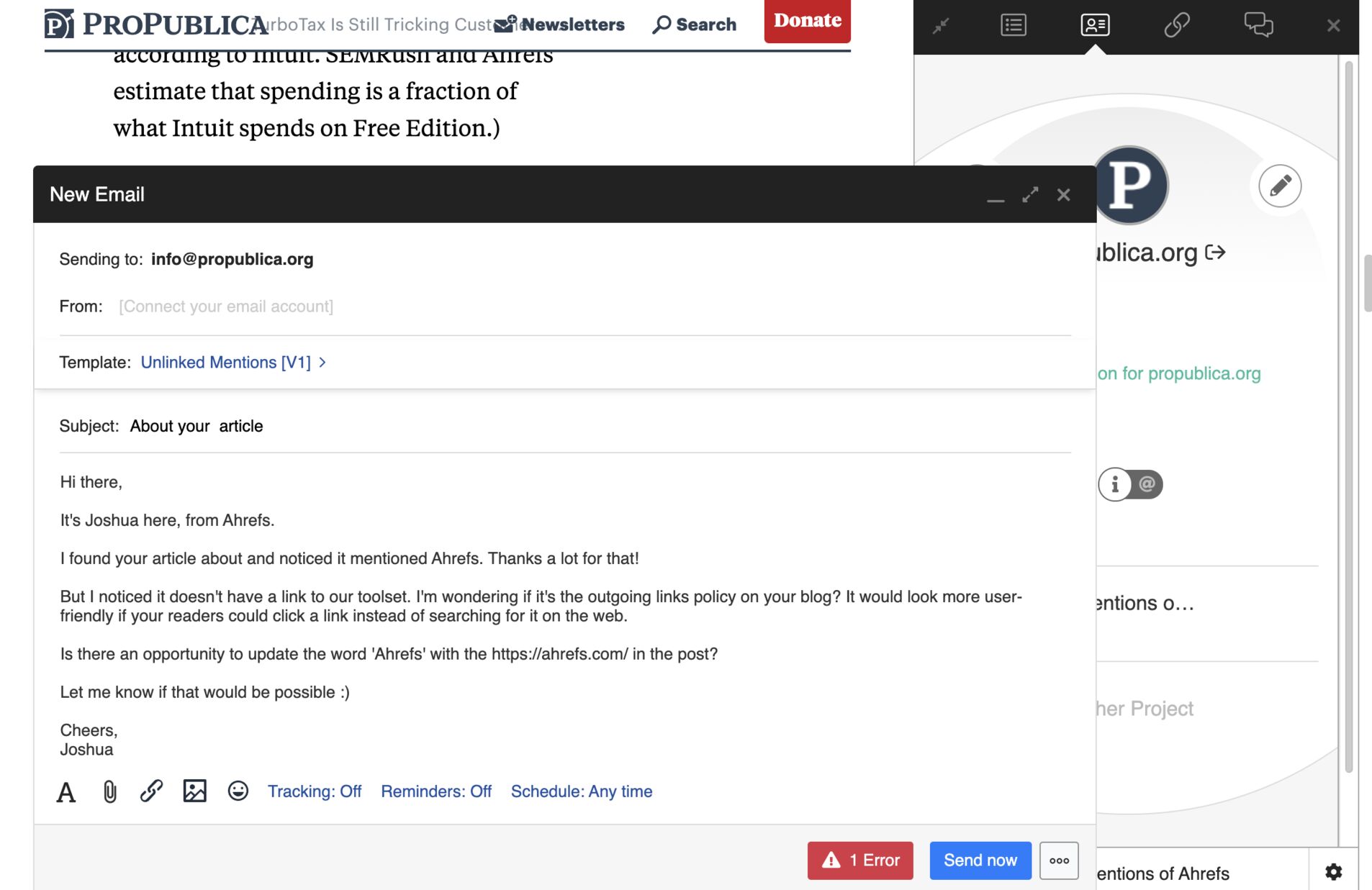 Email template from Buzzstream account