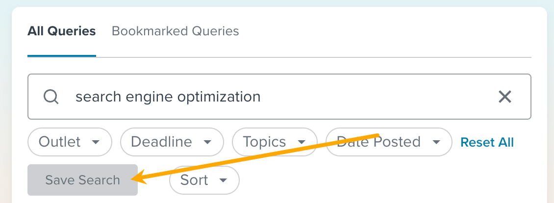 Save search button in HARO