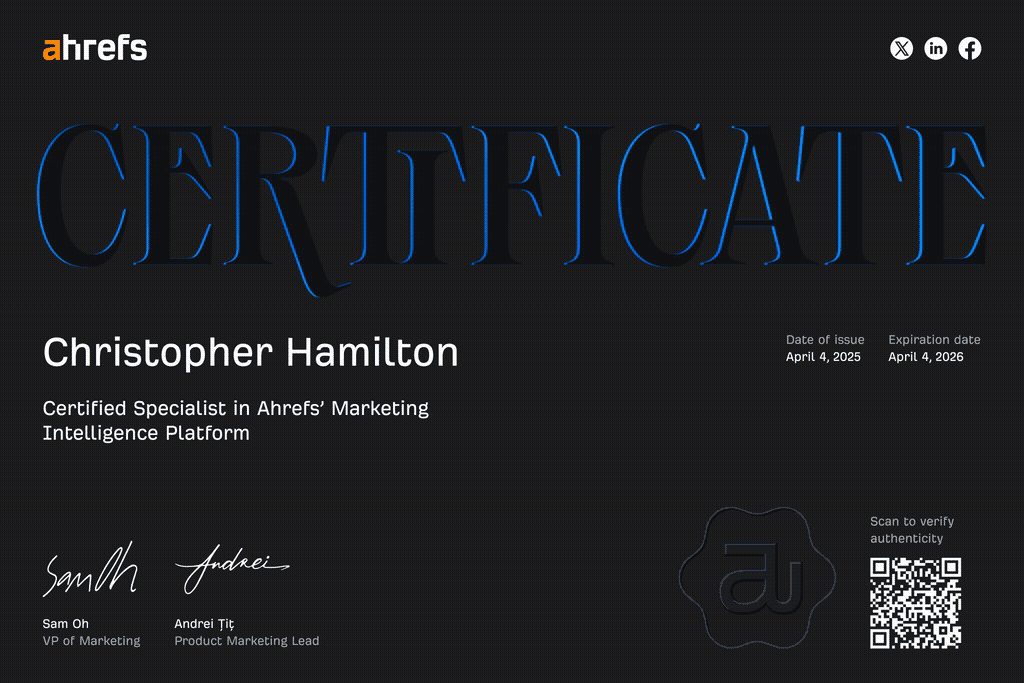 Ahrefs Certification GIF