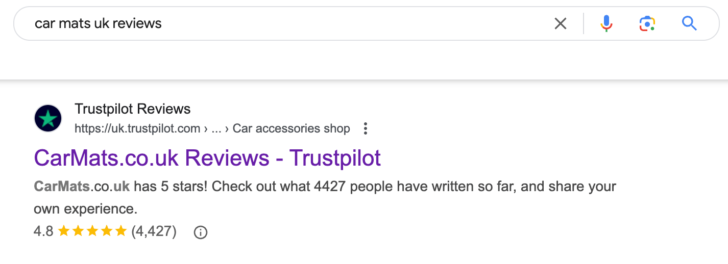 Positive reviews for the site like this help to increase conversions
