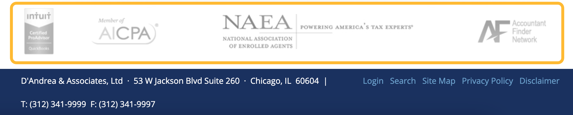 EEAT signals in the footer of a page. 