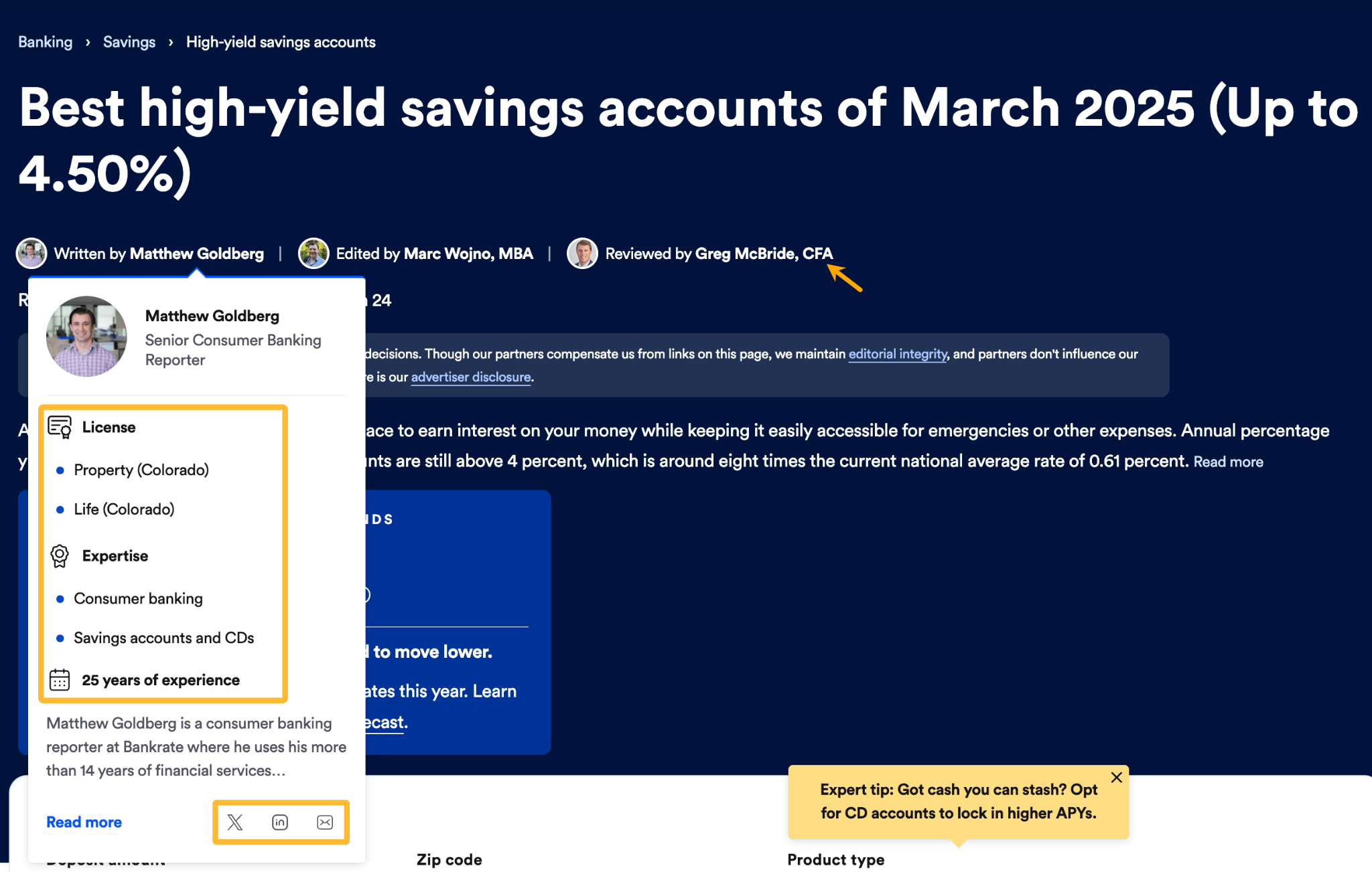 Example of signaling author credentials. 