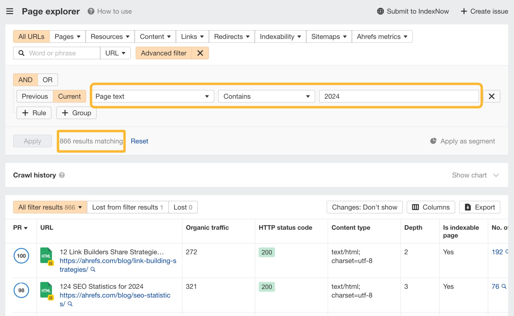 Setting up an outdated content alert in Site Audit. 