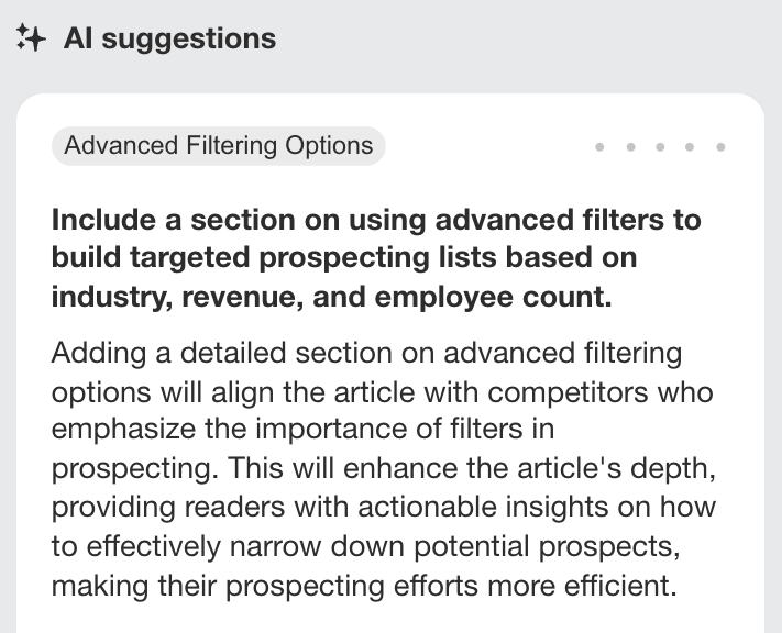 Example of topic suggestions made by Ahrefs' AI Content Helper.