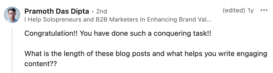 People asking me what's the length of my blog posts