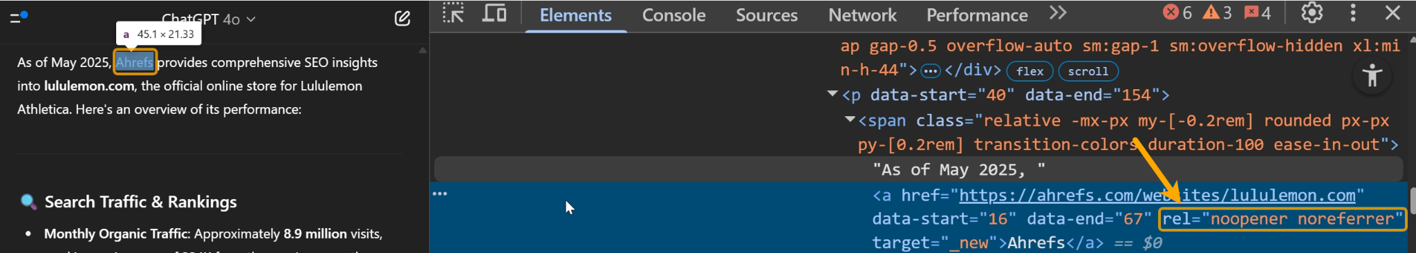 ChatGPT is not passing the referrer on in-content links