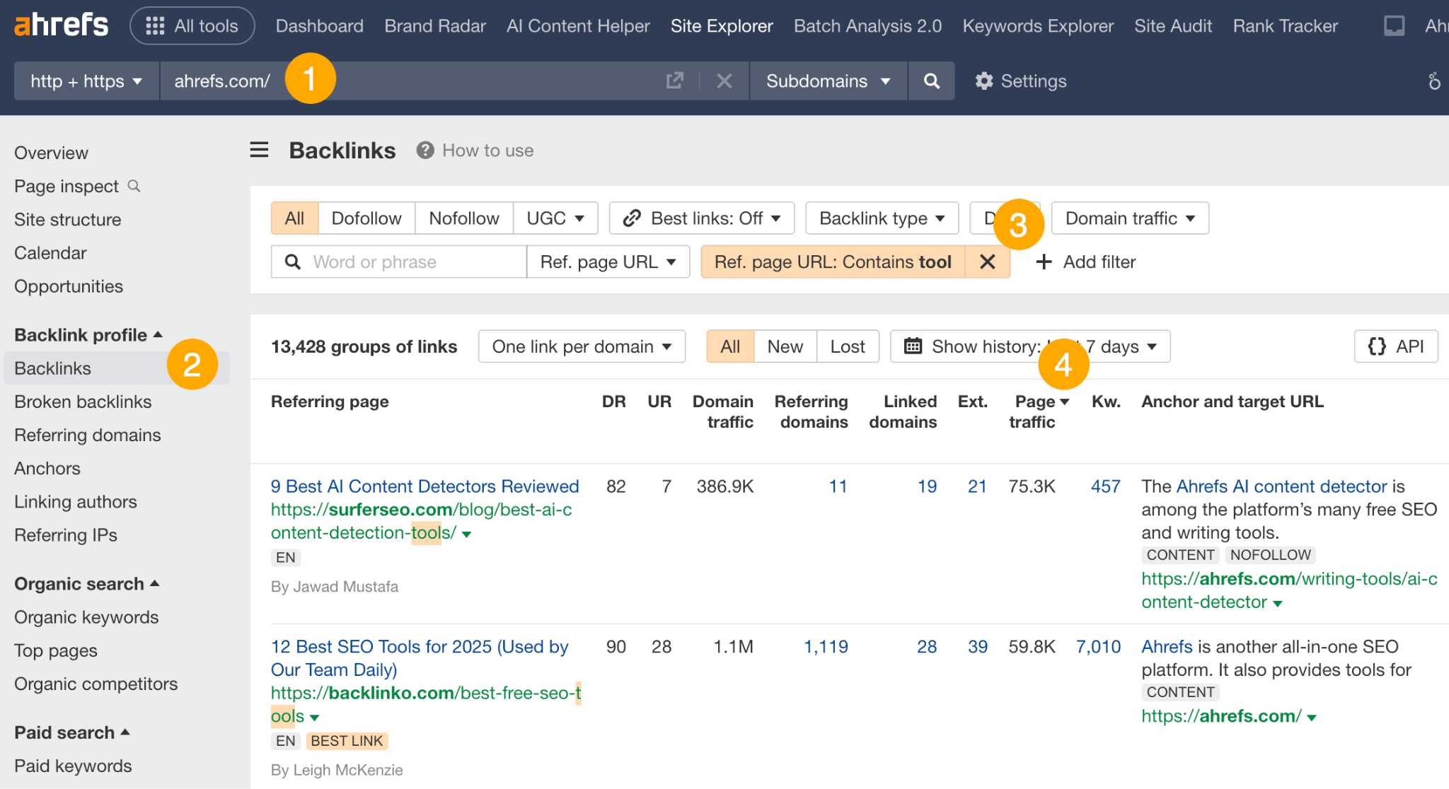 Finding competitor mentions using backlinks. 