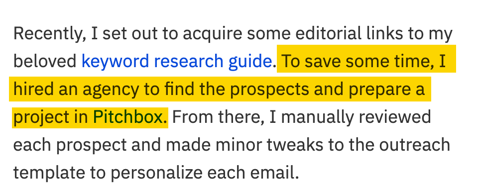 Our CMO hired an agency to help build links