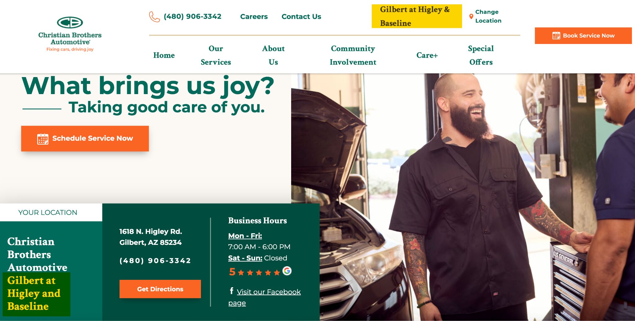 Christian Bros Automotive - Gilbert landing page.