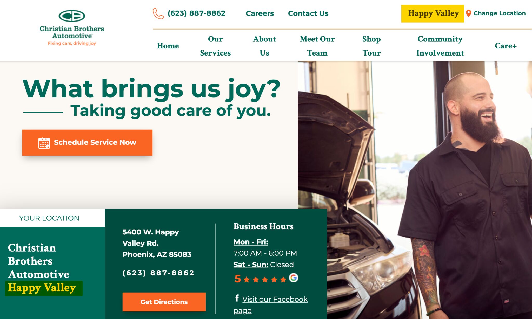 Christian Bros Automotive - Happy Valley landing page.
