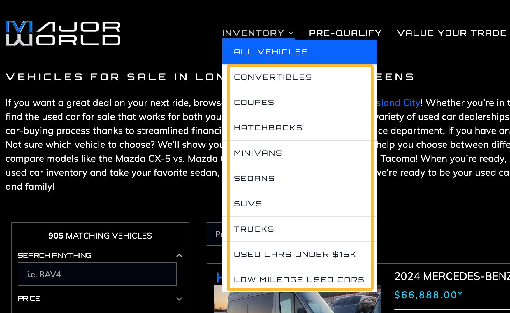 Product categorization in site menu. 