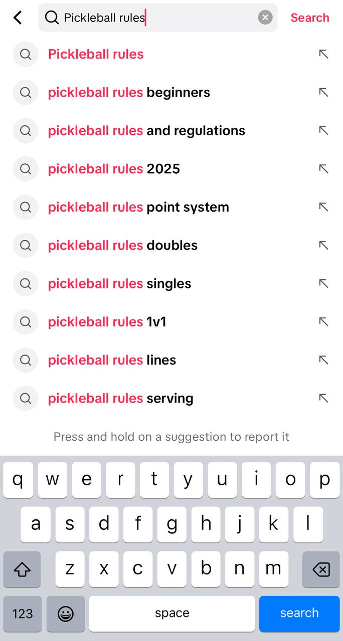 TikTok search autocomplete
