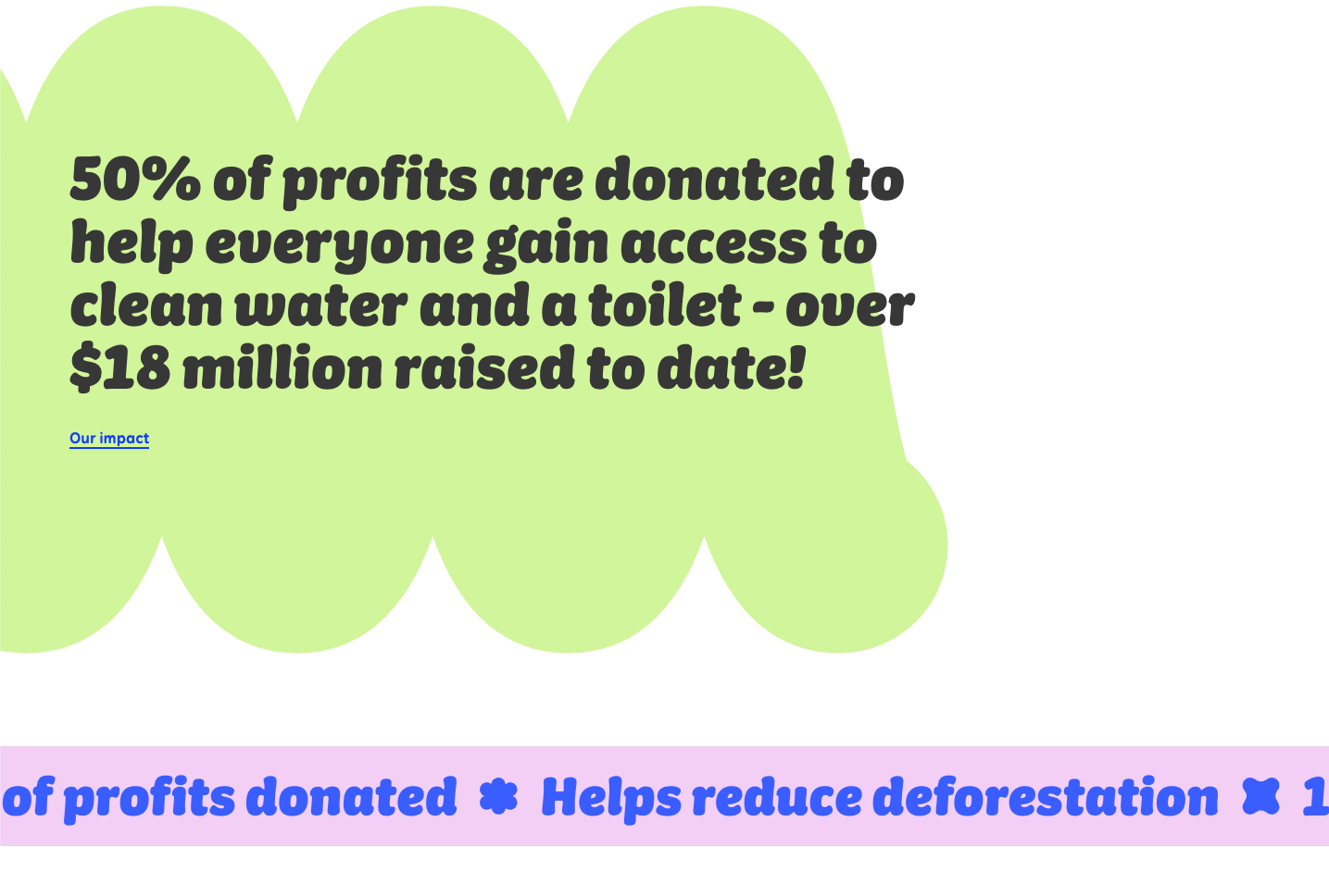 Example of Who Gives a Crap's mission statement on their homepage.