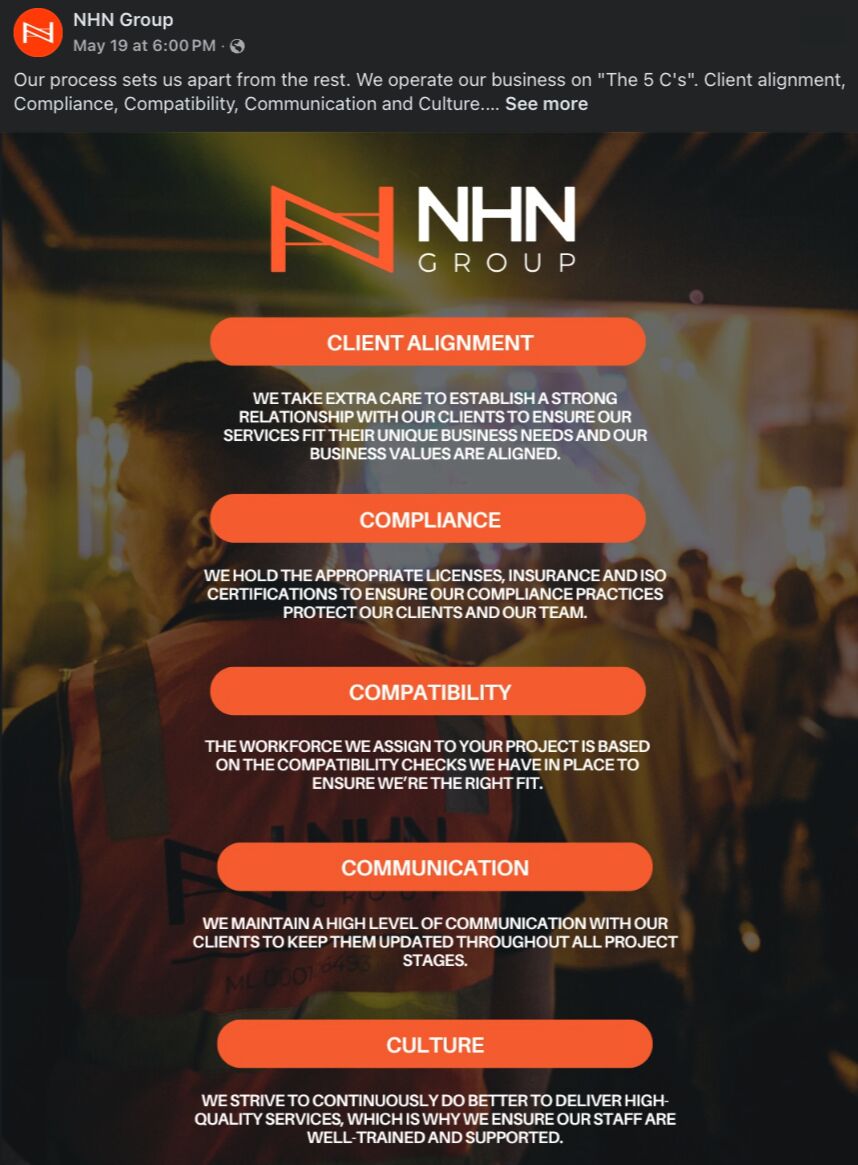 NHN Group's branding, centred on the 5 C's, the process that unifies their online presence and brand messaging.