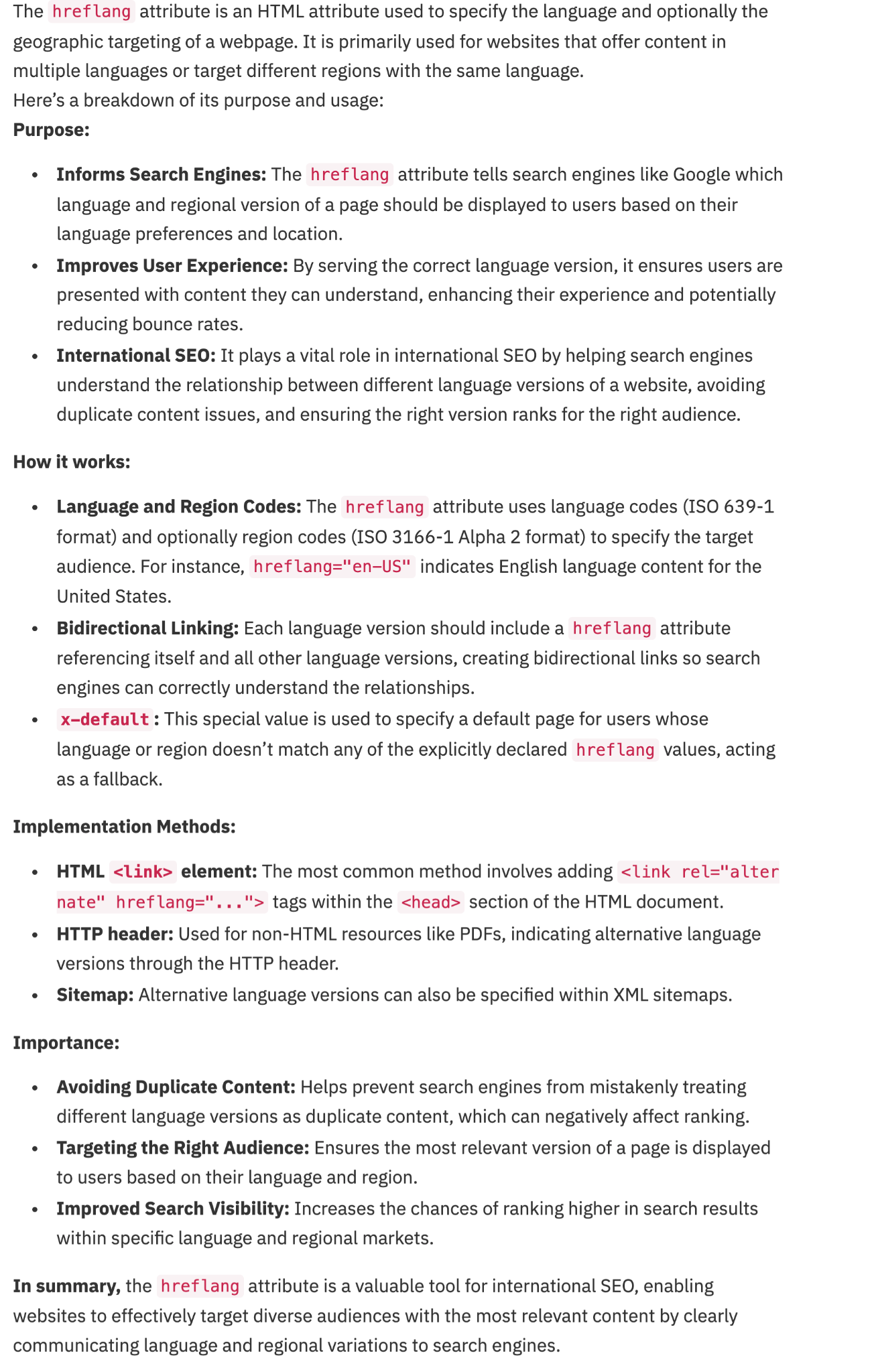 the text content of the hreflang page