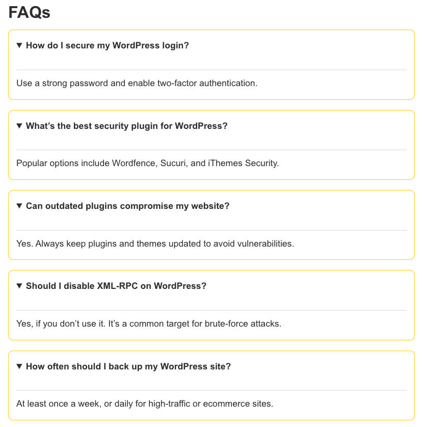 Example of low-quality FAQ-style content written for AI and search engines.