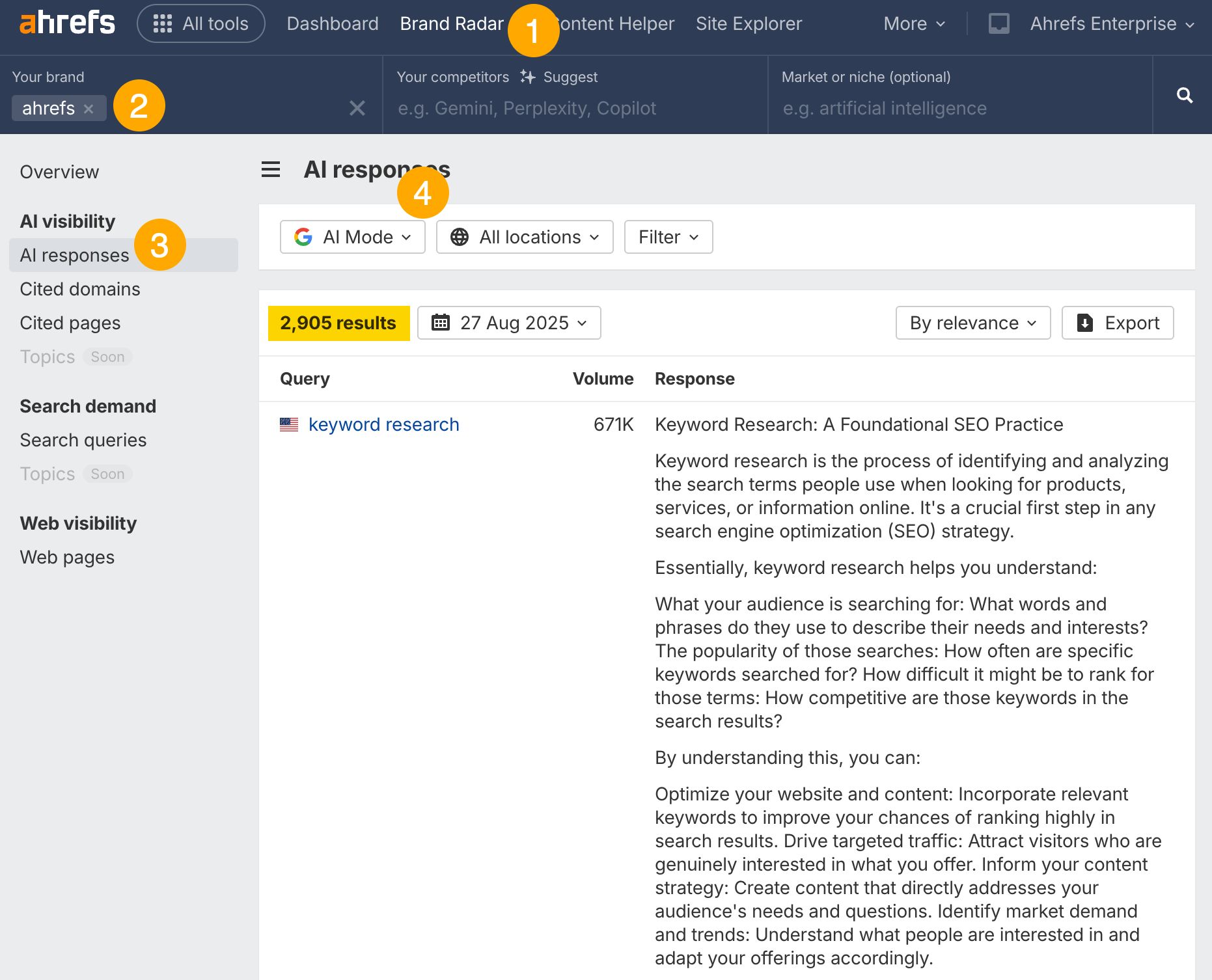 Seeing your citations in Ahrefs Brand Radar