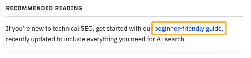 Example of an internal link from one of our blogs on Ahrefs.