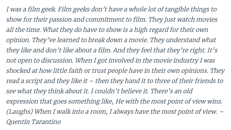 Tarantino's quote on taste