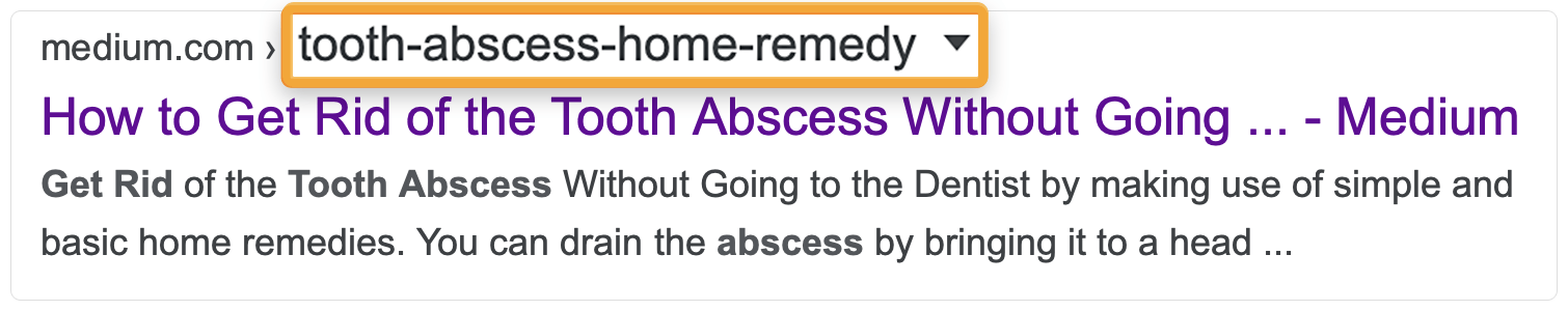 Descriptive URL example, via google.com 