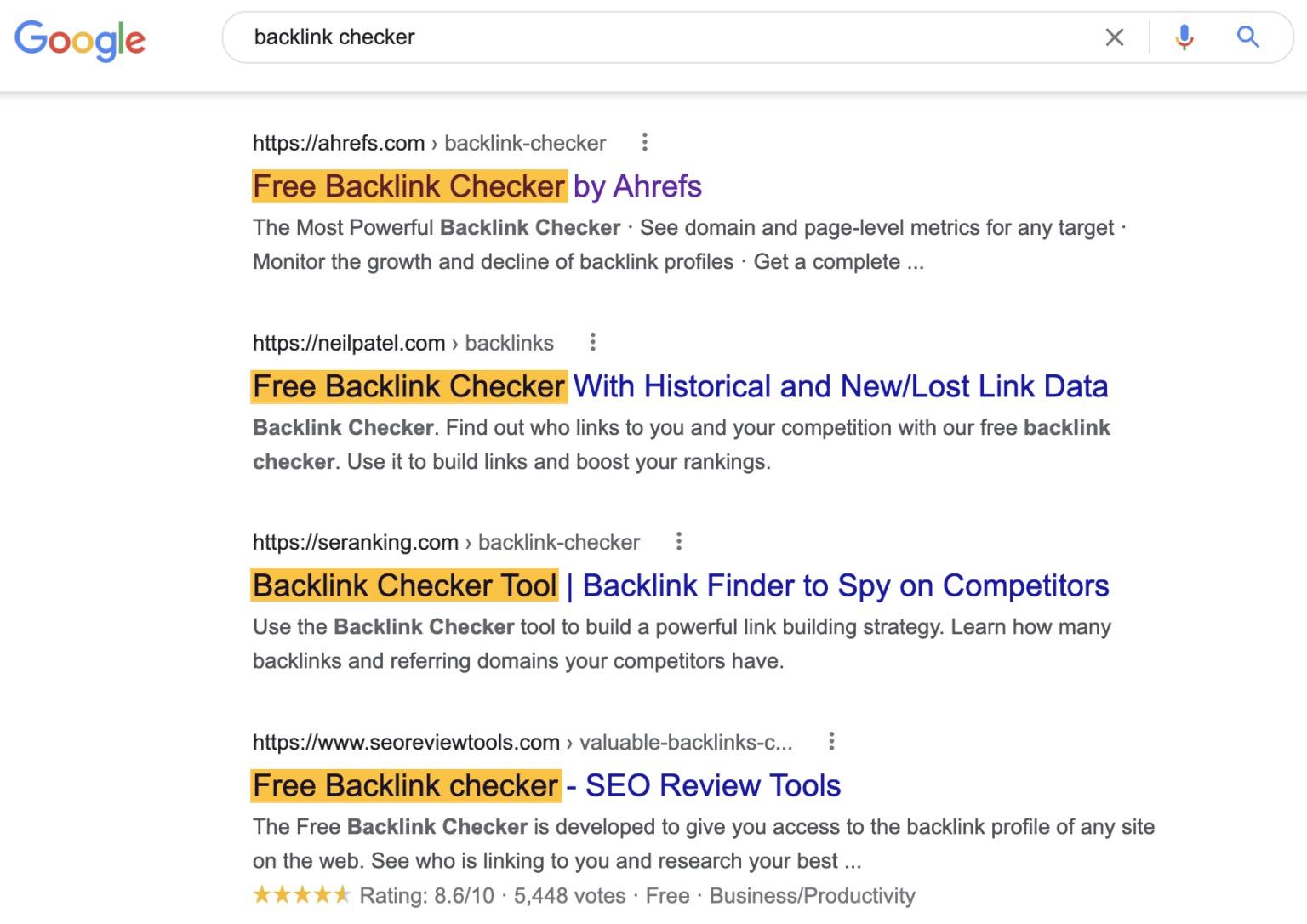 People searching for "backlink checker" are looking for a free tool