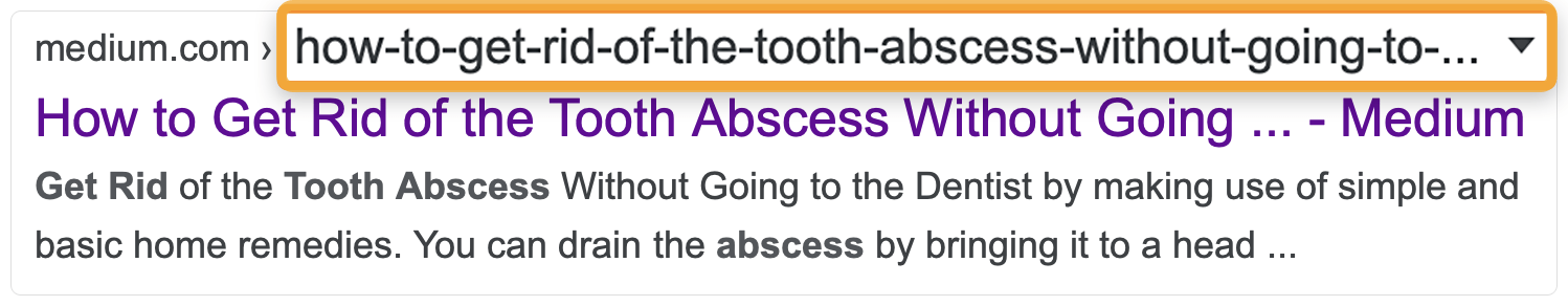 Truncated keywords example, via google.com 