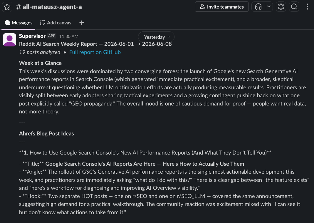 Weekly Reddit digest sent to Slack