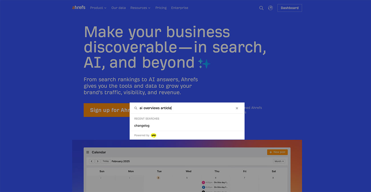 ahrefs site search functionality