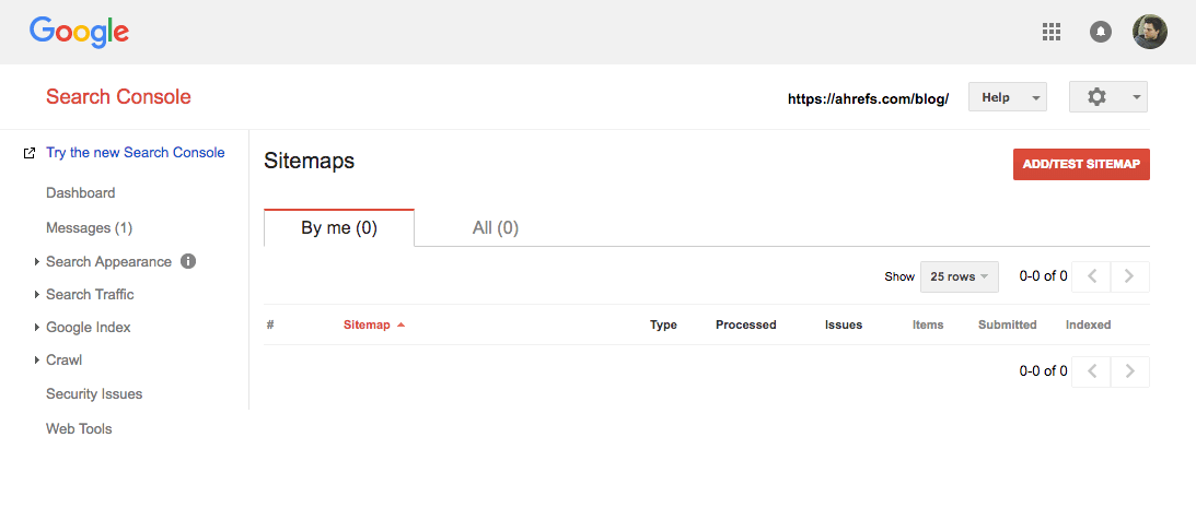 old search console sitemap